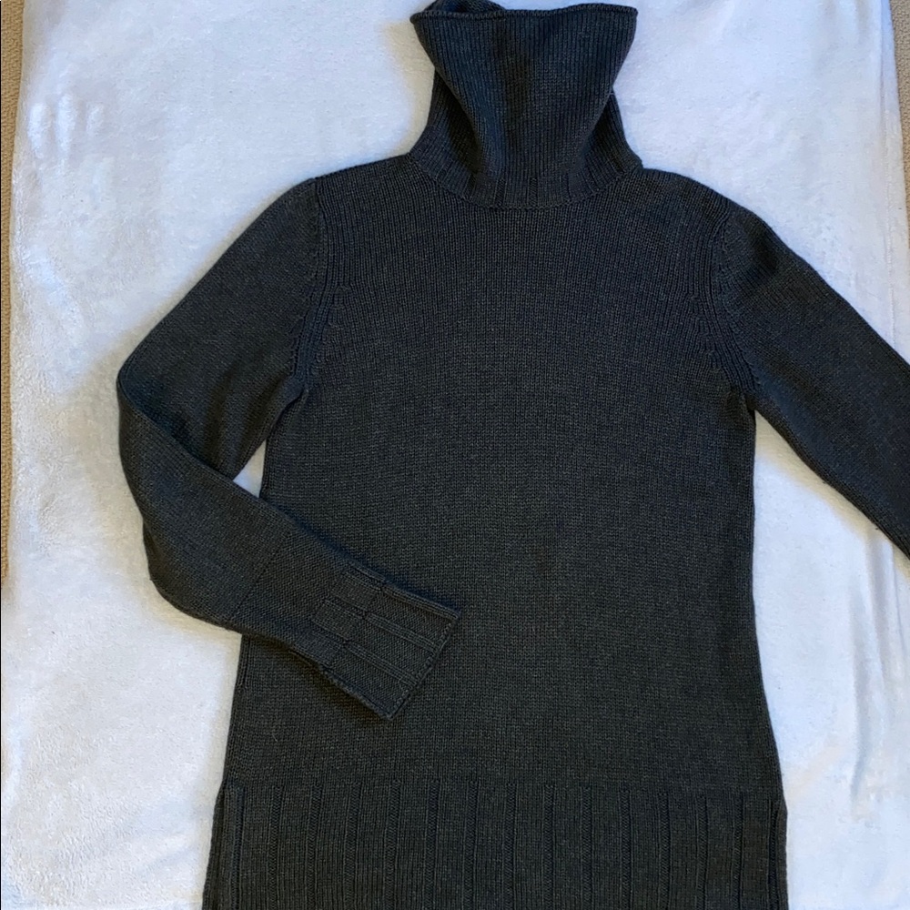 Les Copains brown gray olive wool silk turtleneck sweater Sz 42/Small